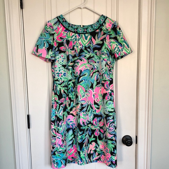Lilly Pulitzer Dresses & Skirts - Lilly Pulitzer Tamaya Onyx get wild short sleeve Sz L dress NEW WITH OUT TAGS!!
